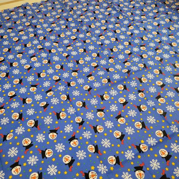 Cotton Fabric Snowman Snowflakes Stars Christmas 33" x 42" General Fabrics - Picture 9 of 11